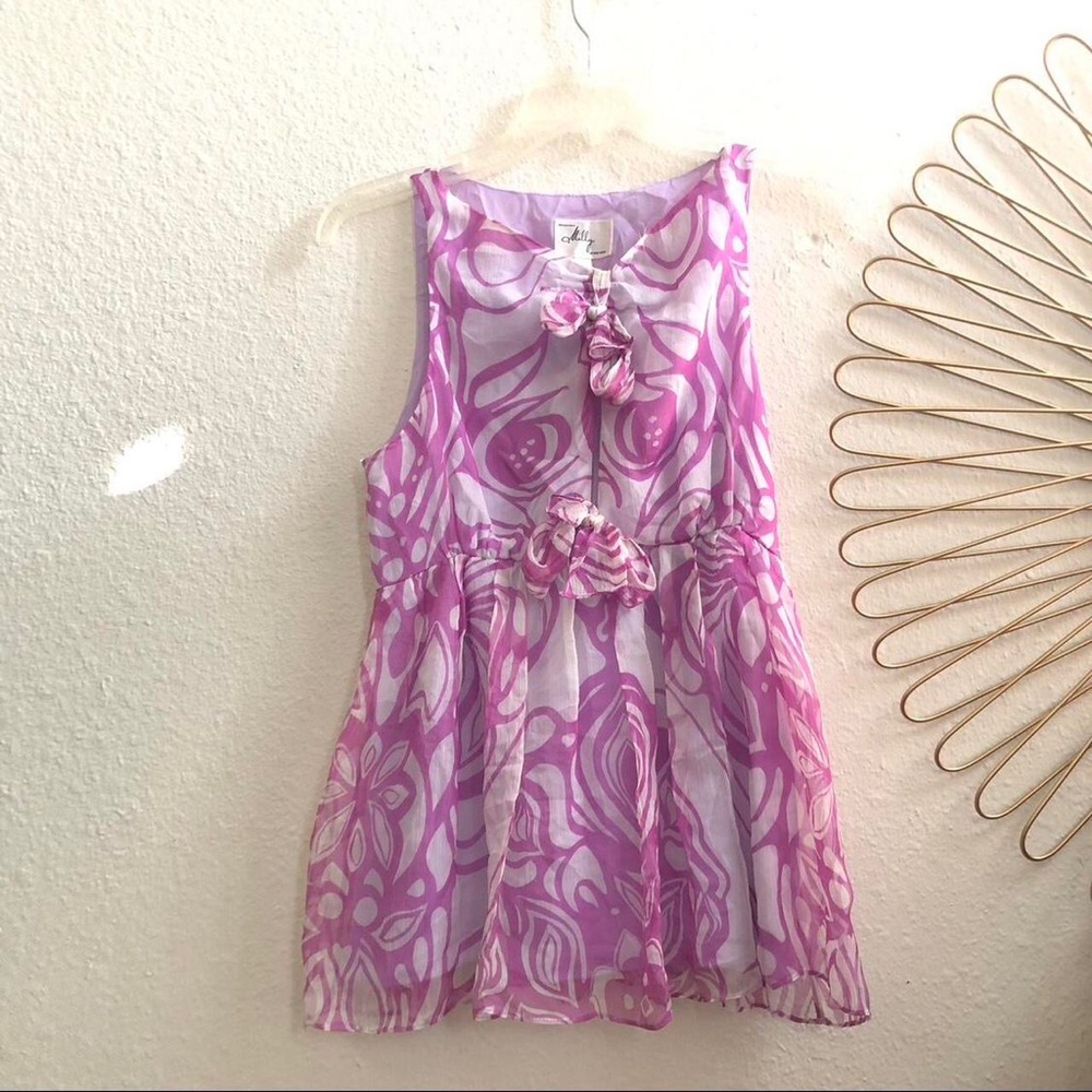 Milly of New York Silk Purple Fairy Whimsy Coquette Bow Peplum Blouse Shirt Top